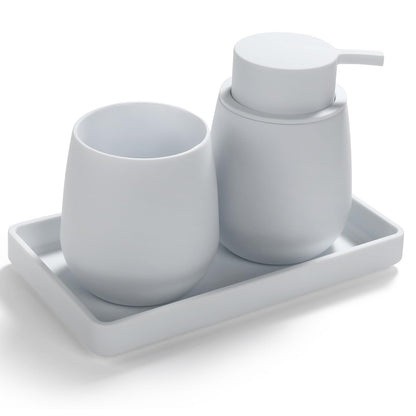 White Bathroom Accessories Set, Modern 3 Pcs Bathroom Essentials