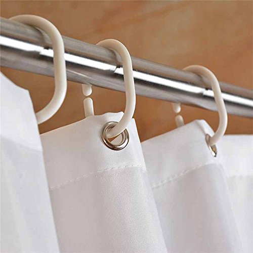 2 UR DOOR Pure White Mould Proof and Mildew Resistant Shower Curtain - Polyester Shower Curtain Liner with 12 Hooks