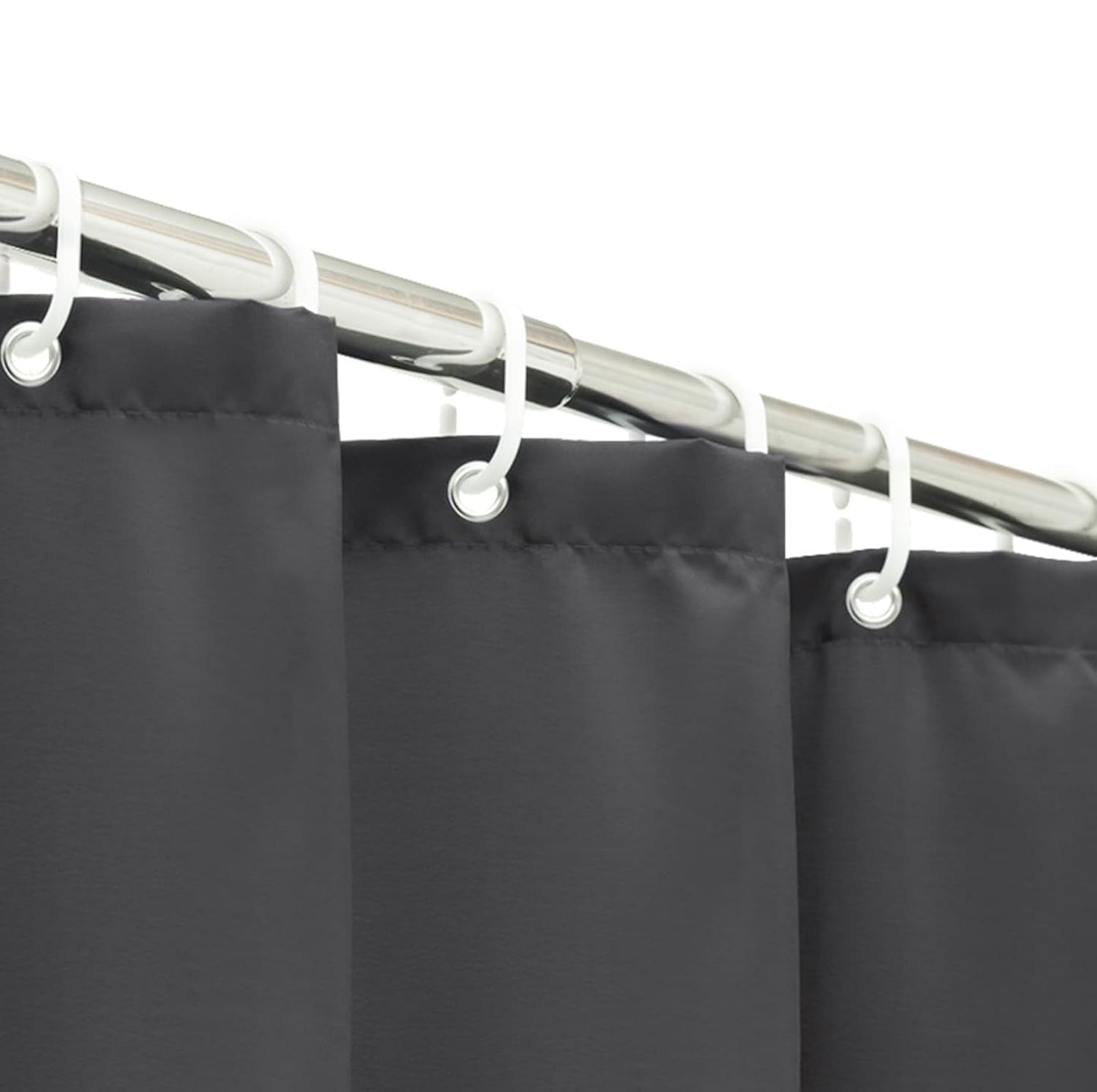 HOMTRYLIC Dark Grey Shower Curtain W200 x L220cm Plain Fabric Shower Curtain for Bathroom Water Repellent Extra Long Bath Shower Curtain Set with 12