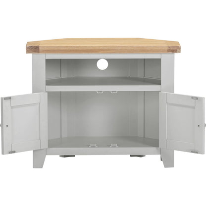 Seconique Windsor Corner Tv Unit in Pebble Grey/Oak