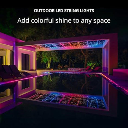 Twinkly Strings 600 LED RGB, LED Light String for in- and Outdoor, Christmas Lights, Smart LED Lights, Mappable LEDs, Compatible with Alexa and Google Home, IP44, Controlled by App, Black Wire, 48m