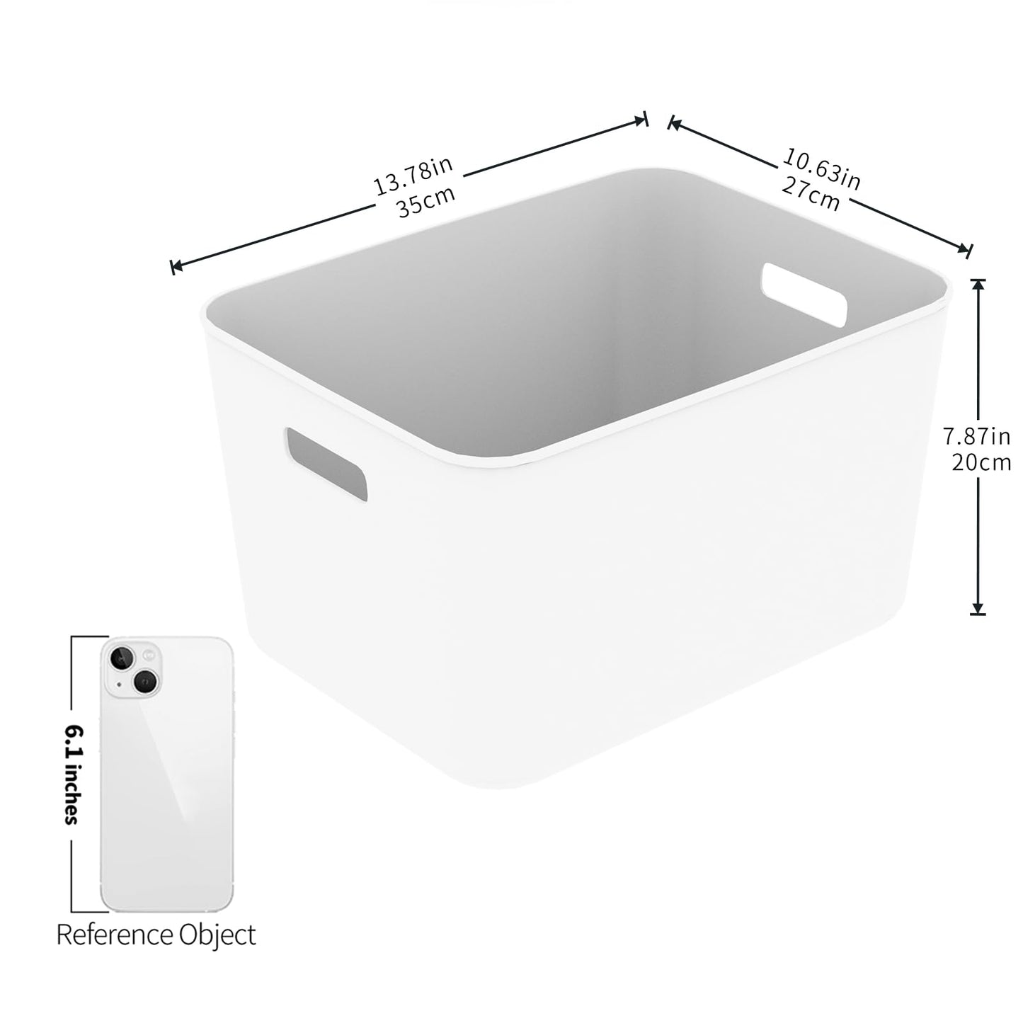 Cetomo 17L*4 Storage Basket, Plastic Open Storage Box, Containers for Shelves, Organizers with Handles for Office, Countertops, Cabinets, PP
