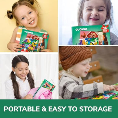 QUOKKA Magnetic Puzzles for 2 3 Year Olds - Travel Games for Kids Age 4 5 - Travel Toys for Toddlers on Plane Car Ride - 36 pc Jigsaw Farm Animals Games For 3 year olds - Plane Activities For Kids