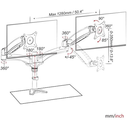 Amer Dual Articulating Arms Mount for Monitor - Black, Chrome, White