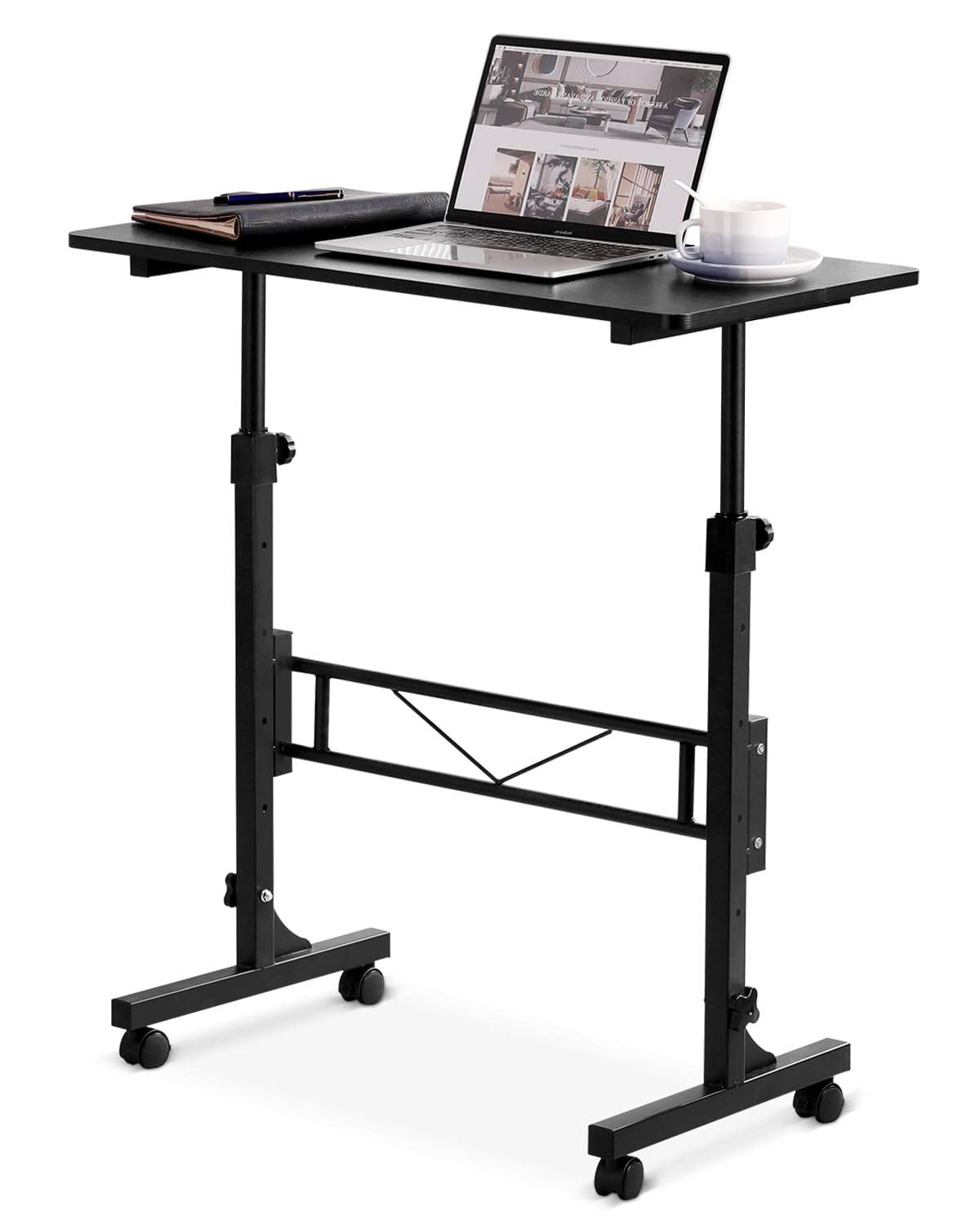 Standing Desk Adjustable Height, Mobile Stand Up Desk with Wheels Small Computer Desks, Home Office Desk, Rolling Desks