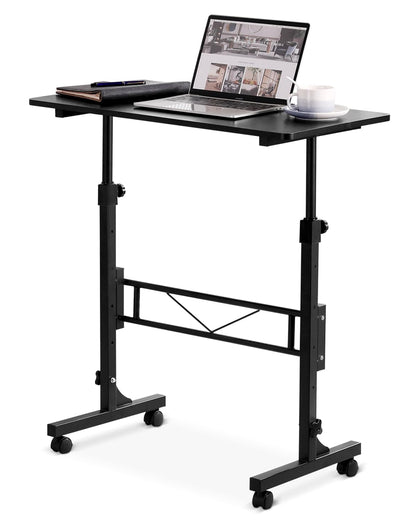 Standing Desk Adjustable Height, Mobile Stand Up Desk with Wheels Small Computer Desks, Home Office Desk, Rolling Desks