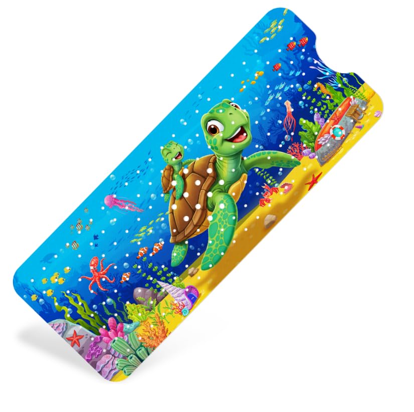 NiBaby Non-Slip Baby Bath Mat with Powerful Suction Cups, 102x41cm Large Size Quick Drain for Children & Elderly Safety in Showers and Tubs