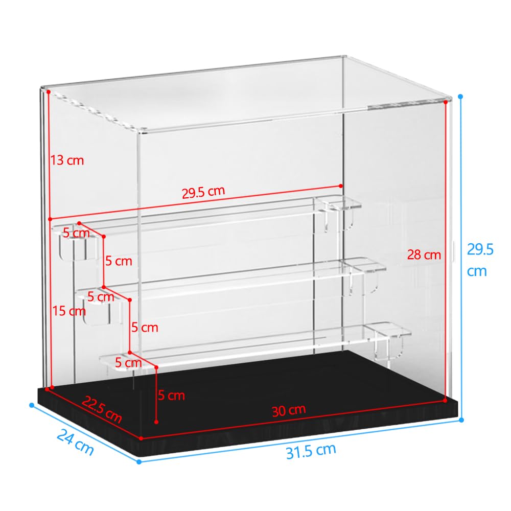 Nynelly 4 Tier Clear Acrylic Display Case for Models, Mini Figures, Pop Mart, Labubu, Sonny Angel, Smiski - Assemble Dustproof Display Box with Door
