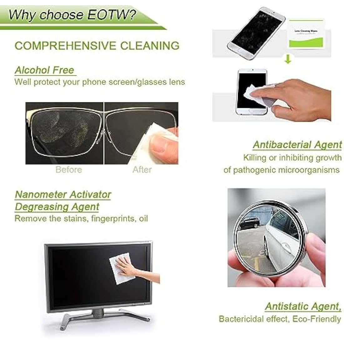 Screen Wipes Individually Wrapped,EOTW 240 Computer Screen Cleaner Wipes for Monitor/Laptop/iPad/Mobile Phone/LCD TV/Tablet PC/Keyboard Cleaning Kit