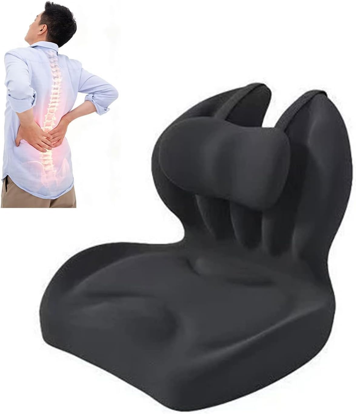 Senaire Office Chair Cushions, Comfortable Memory Foam Seat Cushion, Back Support Cushion Suitable for Car Seats, Office and Travel Backrests (Black)