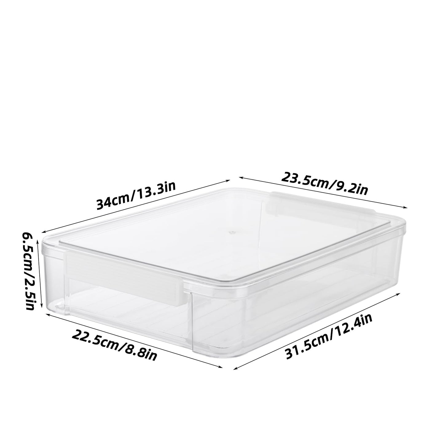 MEIDIV 4 PCS Plastic A4 Storage Boxes with Lids, 34.7x23.4x6.5CM Clear Stackable Shallow Storage Box, A4 Box for Paper Storage, Document, Stationery