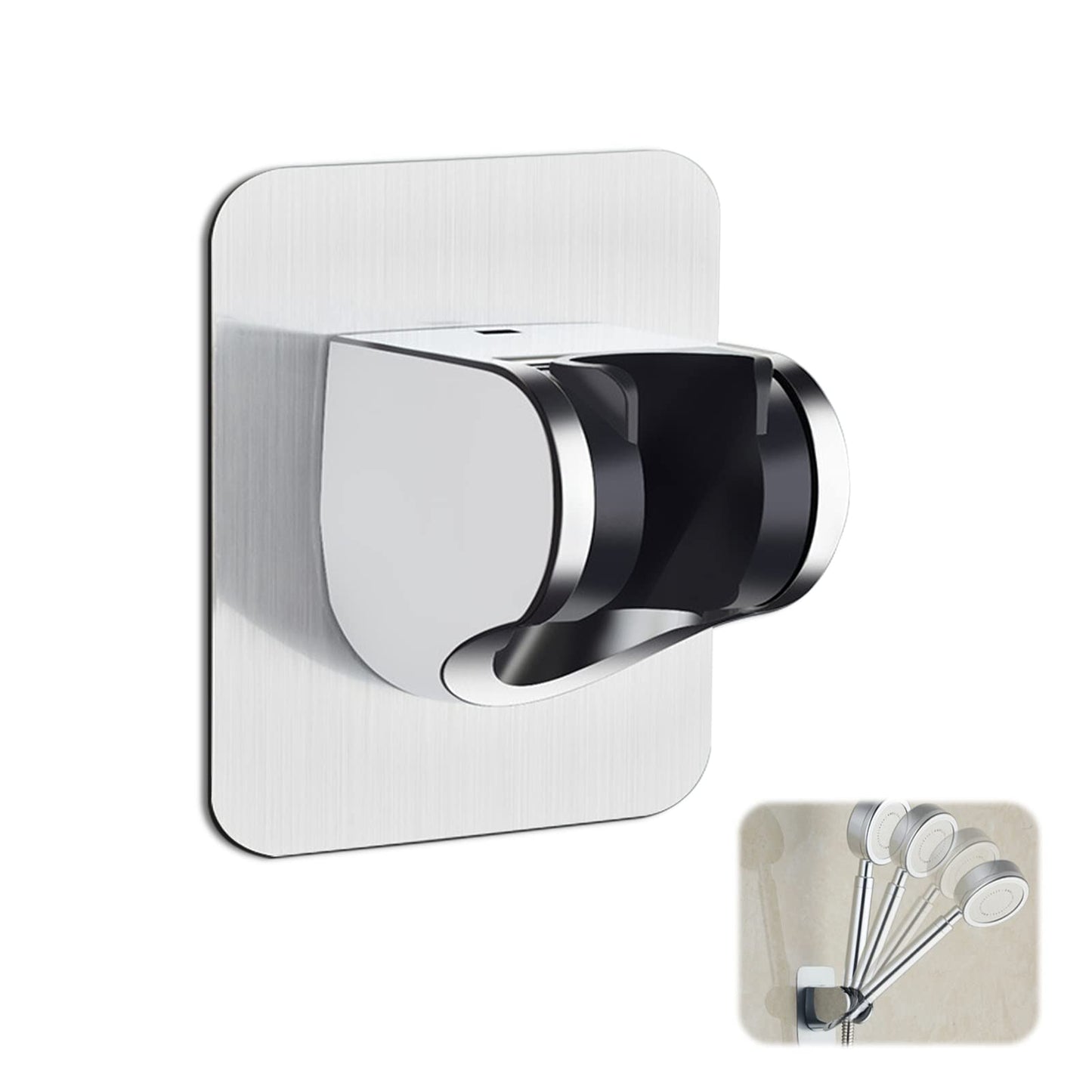 Esteopt Shower Head Holder, Strong Adhesive & Waterproof, 3 Angle Adjustable, ABS Material, Wall Mount, Silver