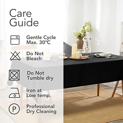 Deconovo Home Decorative Oxford Wipeable Tablecloth Rectangle Water Resistant Tablecloth for Party Table 130x160cm(51x63in) Black