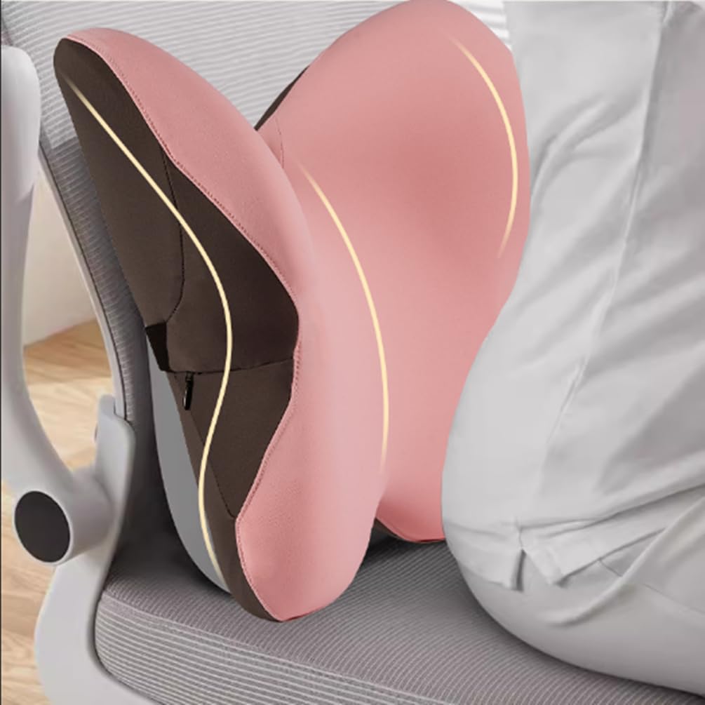beolur Butterfly Memory Foam Lumbar Support Pillow – Removable Washable Cover, Dual-Core Support for Office & Car(Gray)