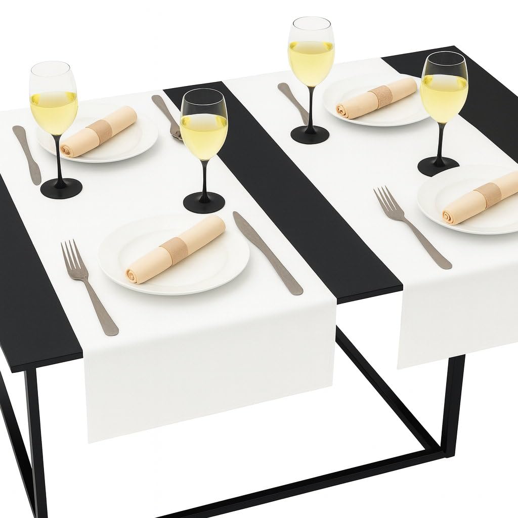 Table Runner Made of Minimate Fabric Modern, Smooth, Wide Hem, Non-Iron, Durable, Washable at 60°C, Can be Tumble Dried, Kitchen and Living Room