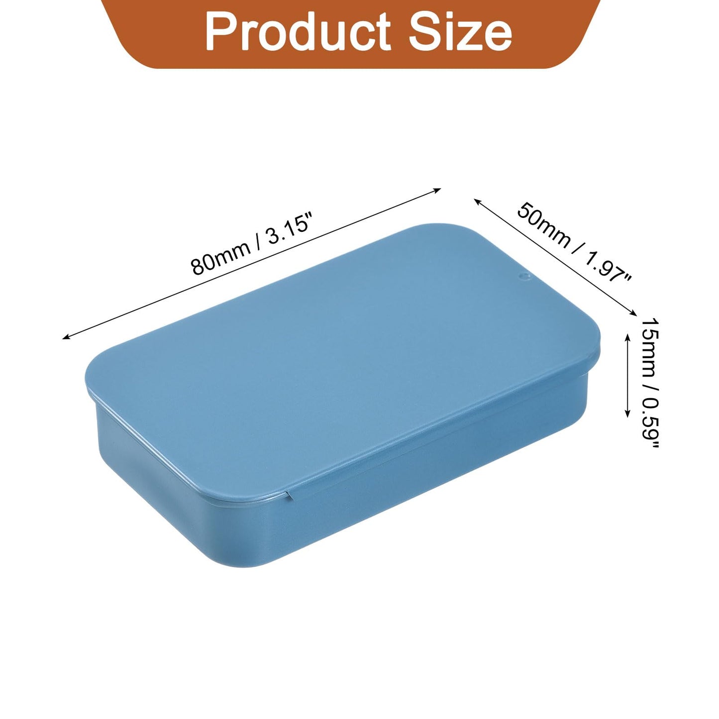 sourcing map 2 Pcs Metal Tin Box Container, 3.1x2x0.6 Inch Slide Top Tin Containers Empty Rectangular Storage Box Portable Mini Tin Case for Candy