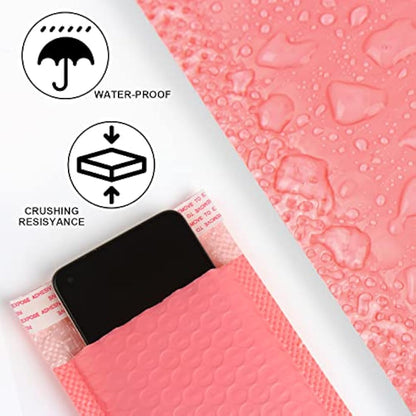 VEYLIN Bubble Mailers,24PCS Poly Bubble Mailers Small Padded Envelopes for Shipping, Mailing, Packaging(110x190mm Pink)