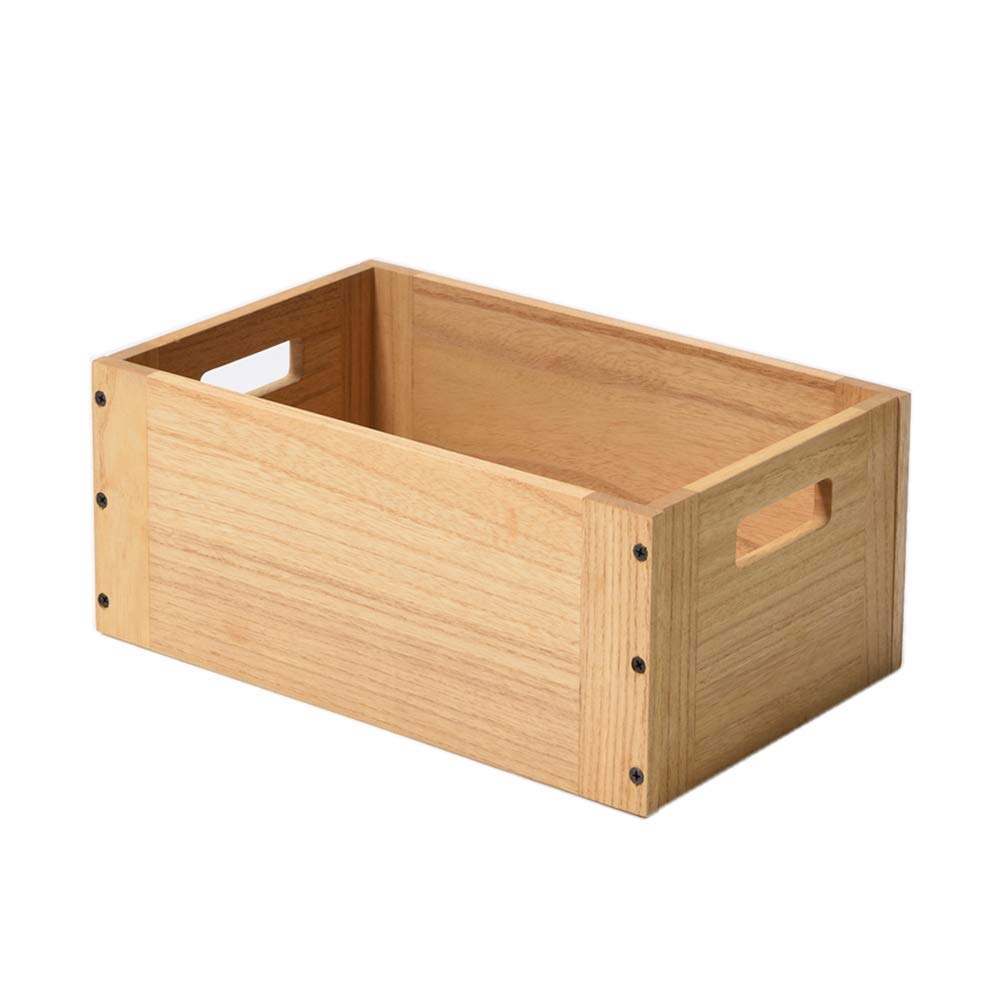 KIRIGEN Stackable Wooden Storage Cube with Handles, Natural