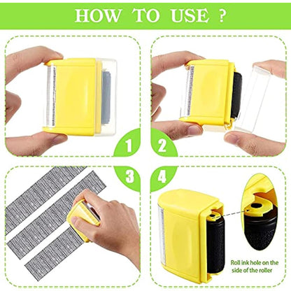 Wide Roller Stamp Identity Theft Stamp 1.5 Inch Perfect for Privacy Protection (Yellow Stamp + 3 Refills)