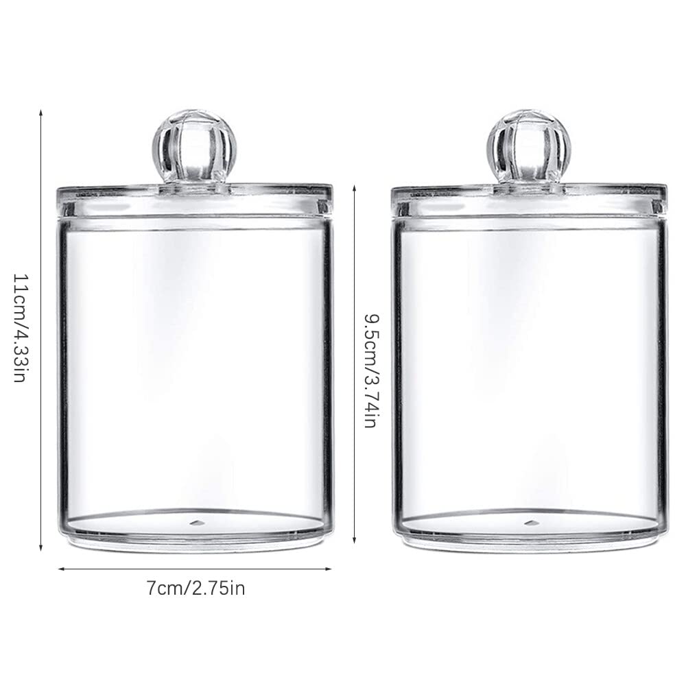 Hwtcjx Cotton Bud Holder, Bathroom Jars, Cotton Pad Holder with Lids, 2 PCS