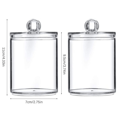 Hwtcjx Cotton Bud Holder, Bathroom Jars, Cotton Pad Holder with Lids, 2 PCS