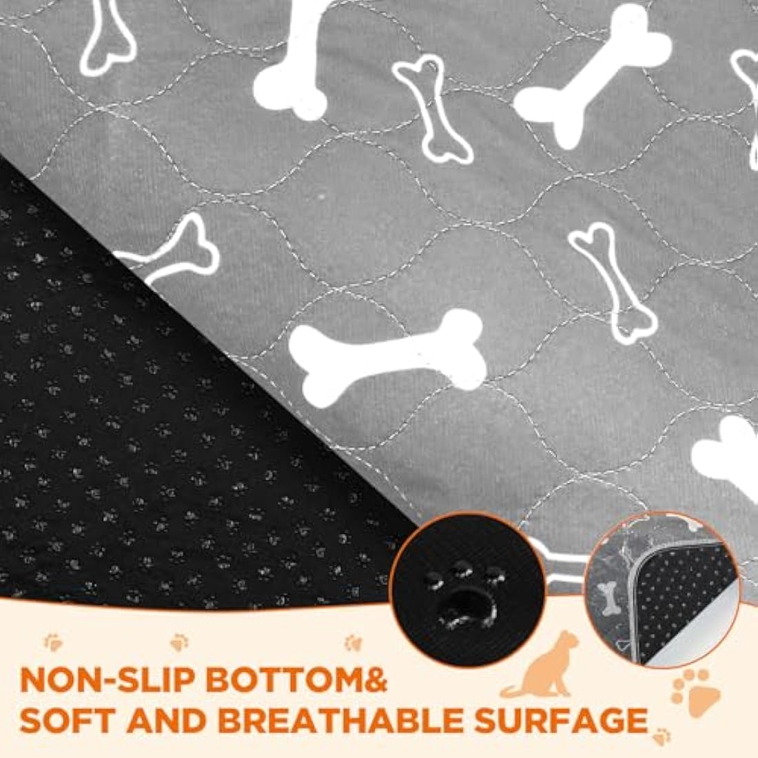 Baodan Puppy Pads Washable, Reusable Puppy Training Pads, Super Absorbent Waterproof Dog Mat Pee Pads for Dogs, Fast Drying Training Pads for Home, Car, Travel - 182x182 cm