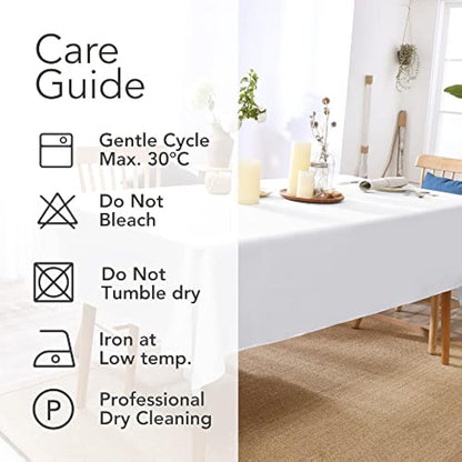 Deconovo Christmas Decorations Home Decorative Oxford Wipeable Tablecloth Rectangle Water Resistant Tablecloth for Coffee Tables 130x220cm(51x87in) White