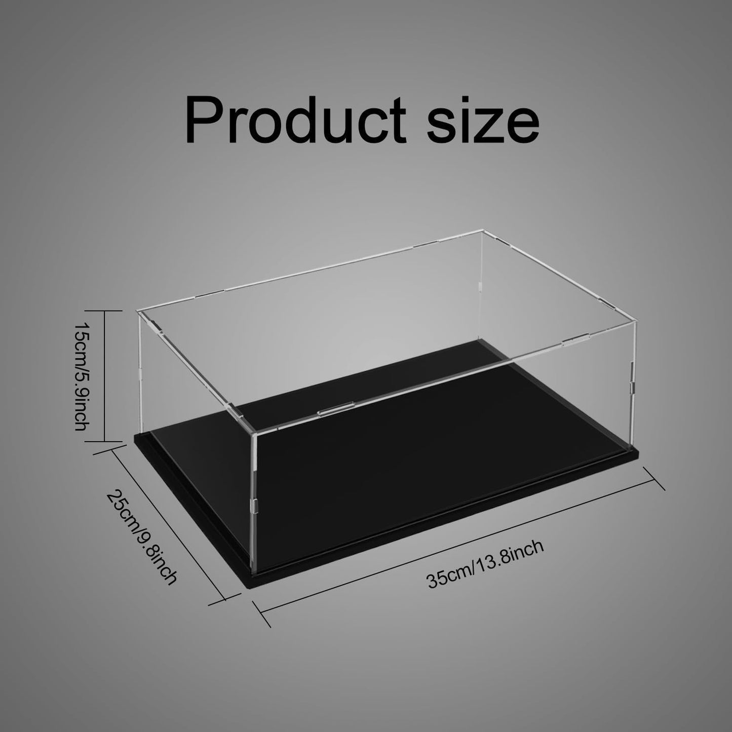 Acrylic Display Case, 35 x 25 x 15 cm Clear Collectibles Display Box Display Stand Storage Protective Box for Minifigure, Toys, Crafts, Memorabilia