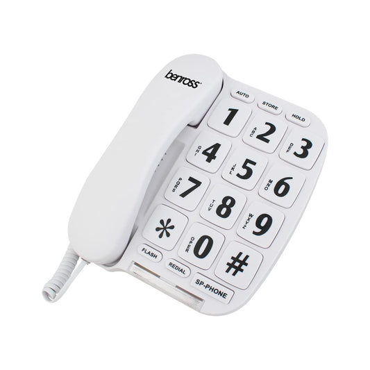Benross 44580 Jumbo Big Button Home Landline Telephone for Elderly and Disabled/White/Hands Free Function/Adjustable Volume/Number Memory and Redial