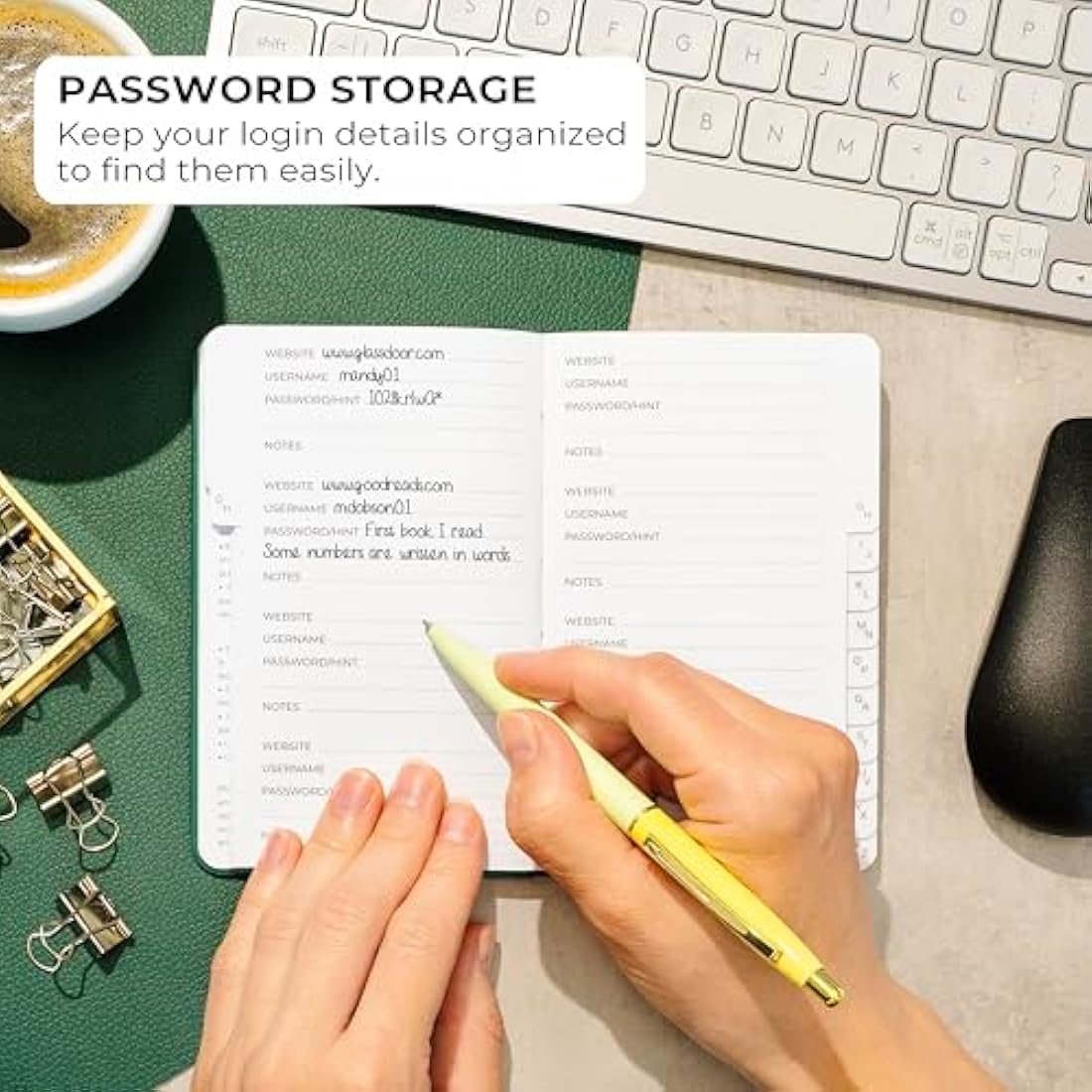 Clever Fox Password Book 2nd Edition Small – Pocket Password Keeper with Laminated Alphabetical Tabs – Internet Address Notebook & Login Details Organizer Journal – 8.9x14.2cm (Aquamarine)