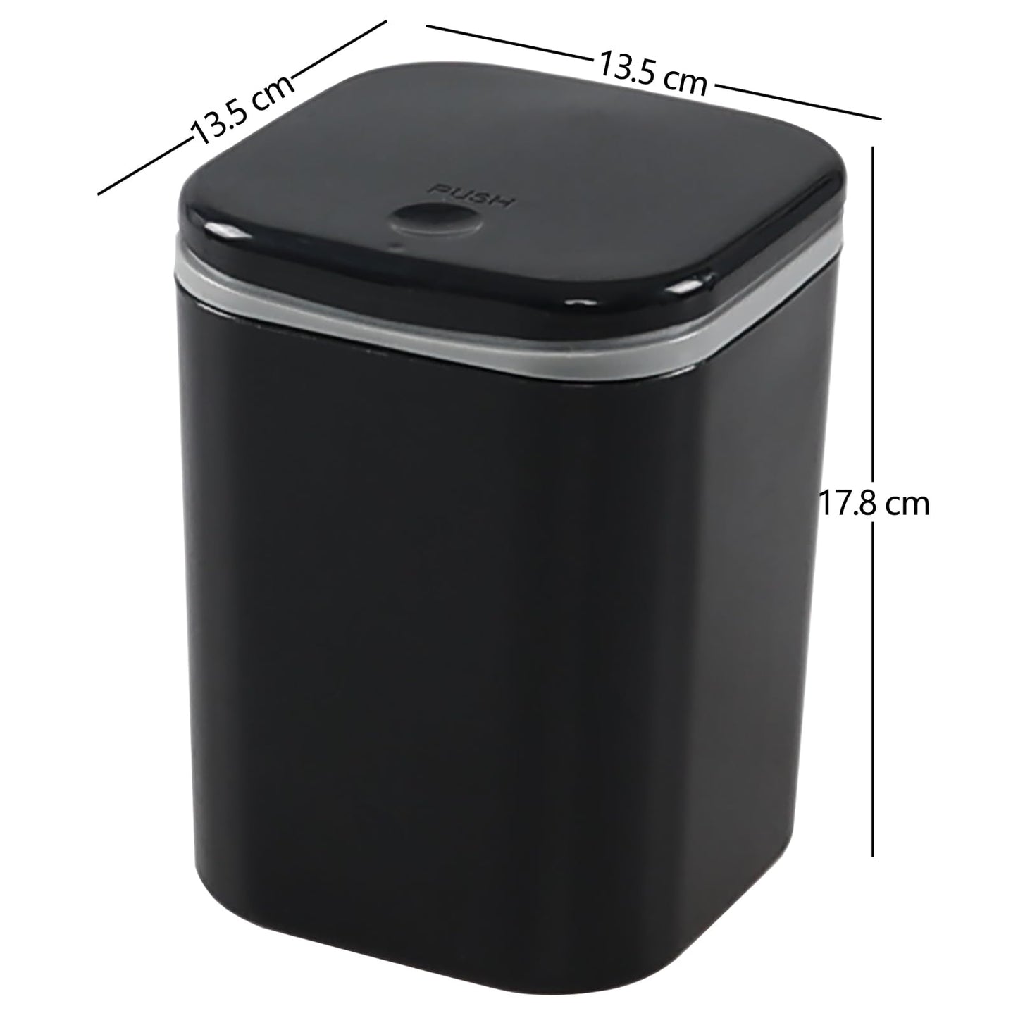 Julyeen Mini Plastic Desktop Paper Trash Bin, Bathroom Bins with Lid, Black