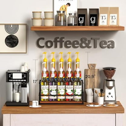 THYGIFTREE Coffee Syrup Rack Organizer 2-Tier Syrup Bottle Holder Stand for Coffee Bar Station