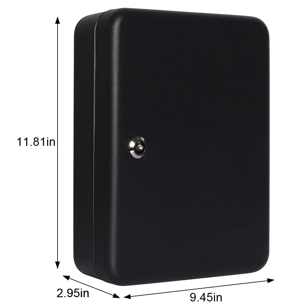 Parrency Security Metal Key Box with 48 Hooks, Large Adjustable Wall Mount Key Lock Cabinet, 11 4/5" x 9 1/5" x 3" (Key Tags Included)