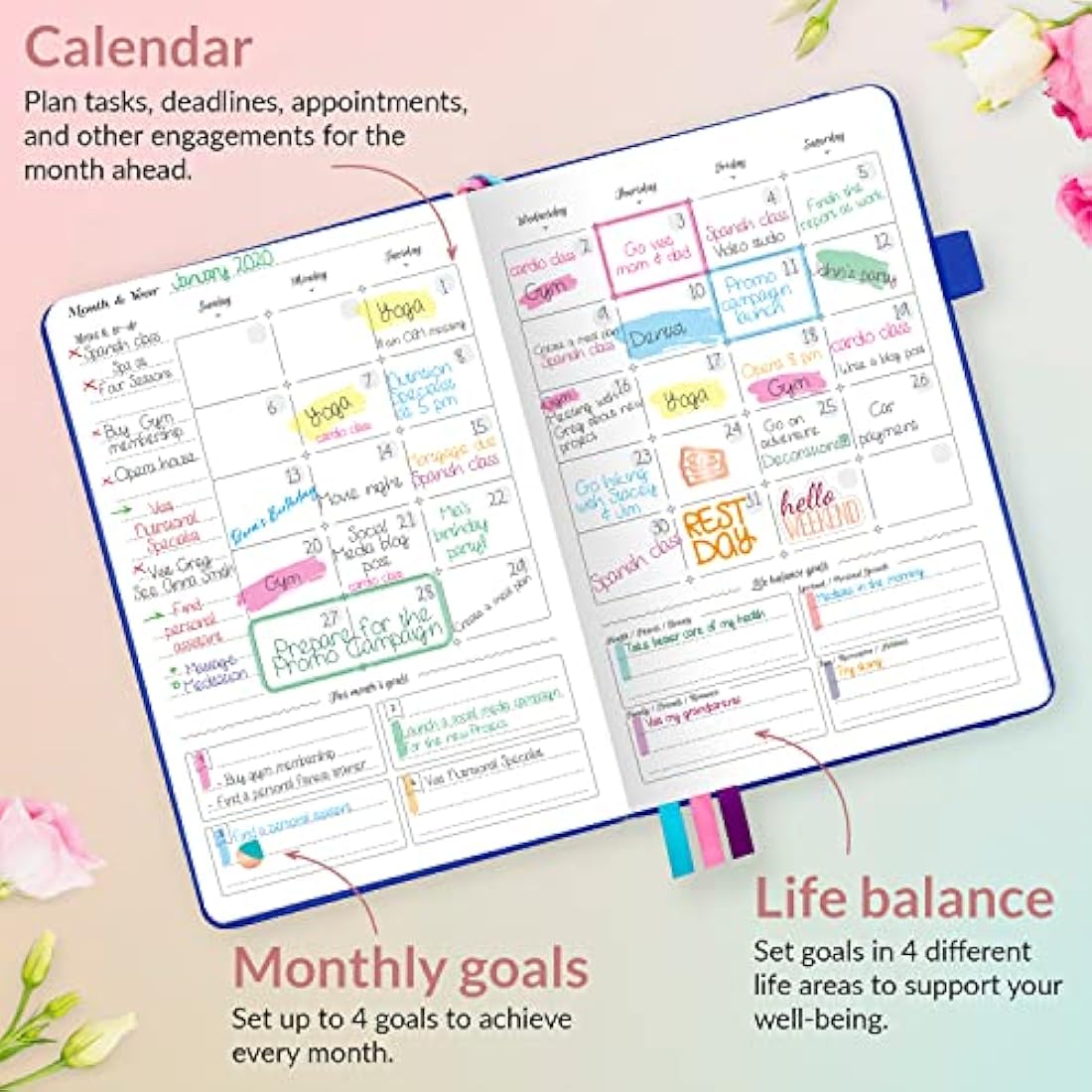 GoGirl Planner and Organizer for Women – A5 Weekly Agenda, Goals Journal to Improve Time Management & Productivity (Royal Blue)