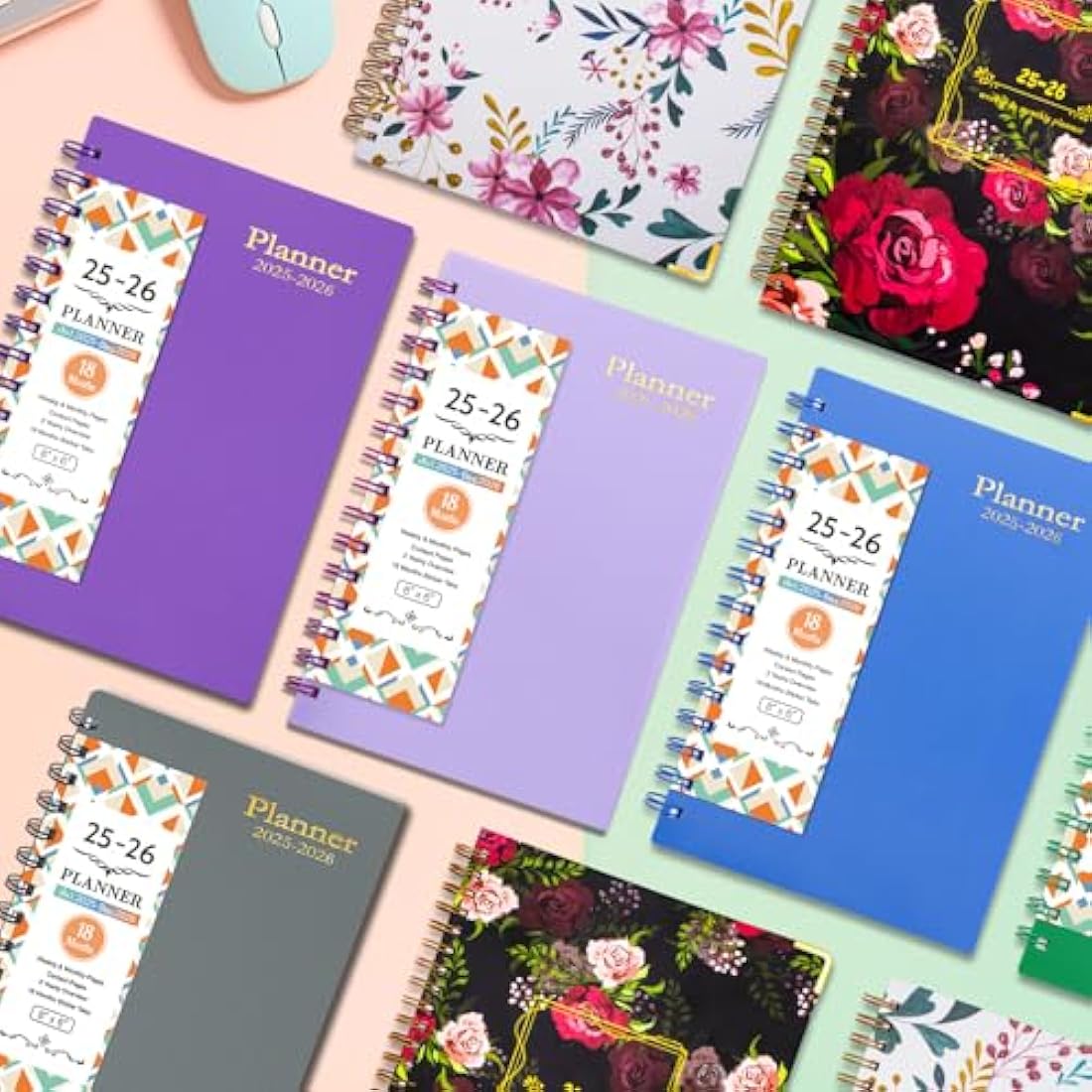 BLESWIN 2025-2026 Planner, 12 Months A5 Diary Week to View, JUL.2025-JUN.2026, Weekly Organiser Notebook, Weekly Planner Spiral Bound with Inner Pocket, Academic Diary for Life Work