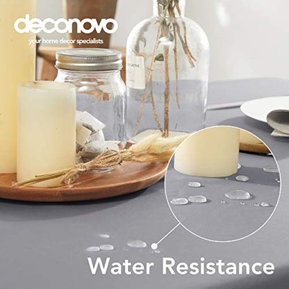 Deconovo Home Decorative Oxford Wipeable Tablecloth Rectangle Water Resistant Tablecloth for Chipboard Table 130x220(51x87in) cm Grey