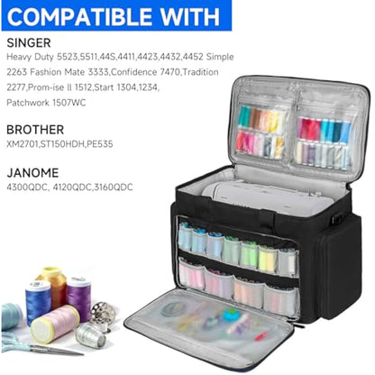 LEFOR·Z Sewing Machine Bag,Sewing Machine Carry Case with Pockets for Sewing Machines and Sewing Accessories,Sewing Bag Fit for Most Standard Size Singer,Brother,Janome,Sewing Box Large,Black