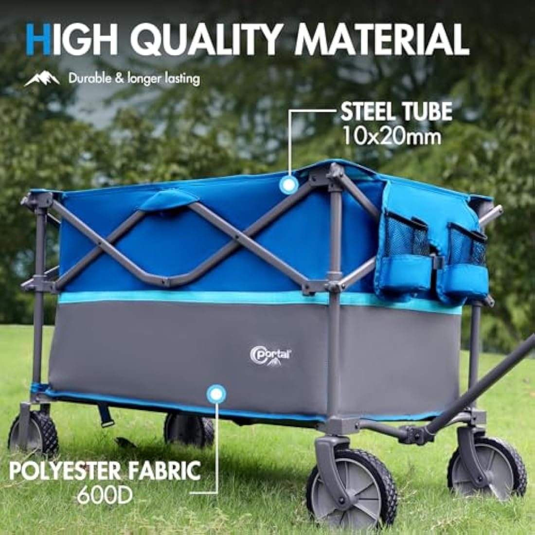 PORTAL XL Deeper Festival Trolley on Wheels 228L Larger Capacity Folding Camping Garden Beach Trolley Heavy Duty Pull along Cart Collapsible Wagon Foldable Picnic Trailer Hand Truck
