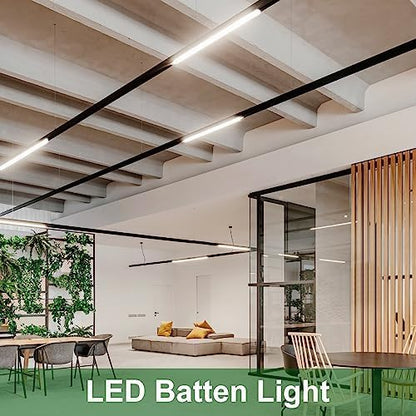 muzha 4 Packs LED Batten Lights，PC Body， 5FT 50W 4000k 5000lm,Low Profile Wall or Ceiling Surface Mounted Fitting for Home/Workshop/Office/School Restaurant (5FT)