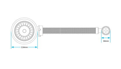 PlumbEZ 1½″ 40mm Stainless Steel Basket Strainer Waste with Round Overflow – 113mm Flange, Removable Strainer Plug & Fixing Screw