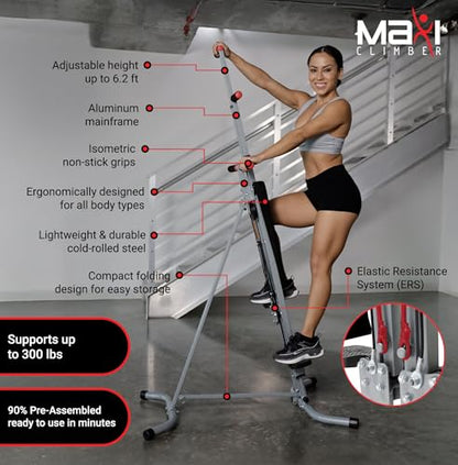 New Image Maxi Climber - Vertical Climbing Cardio Exercise Machine - Full Body Workout - Multifunctional At Home Gym Equipment - Black/Grey