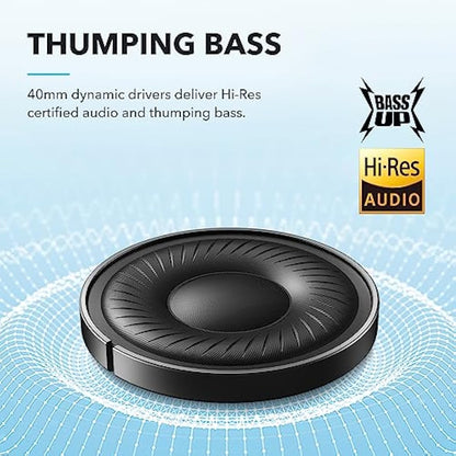 soundcore by Anker Q20i Hybrid Active Noise Cancelling Foldable Headphones, Wireless Over-Ear Bluetooth, 40H Long ANC Playtime, Hi-Res Audio, Big Bass, Customize via an App, Transparency Mode (Blue)