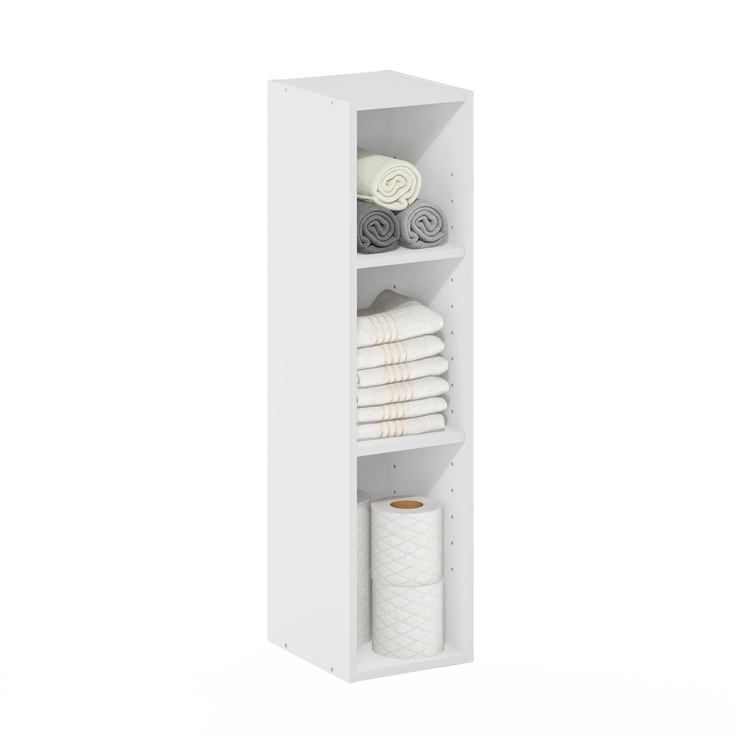 Furinno FULDA Book Shelf, 3-Tier Narrow Bookshelf, Bookcase with 8-In Width Storage Shelf, 9.3 x 7.9 x 31.5, for Living Room, Bedroom, Home Office