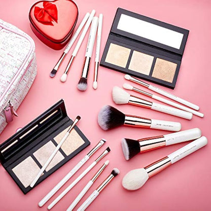 Jessup 15Pcs Professional Foundation Makeup Brushes Set Make up Brush Tools kit Powder Definer Shader Liner Pearl White/Rose Gold T220