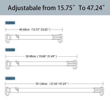 Hershii - Extendable Curtain Rod for Windows and Showers, Oval Head, Clothes Hanging Rod for Closets and Wardrobes, No Drilling, Tube Diameter