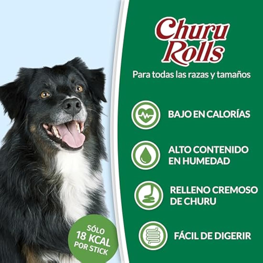 Churu Rolls by INABA Dog Treat - Chicken Flavour 8 Pack (64 x 12g total) / Crispy Sticks with Creamy Filling Dog Treat, Delicious & Healthy Snack, Hand Feeding, Training Snack, Natural, Grain Free