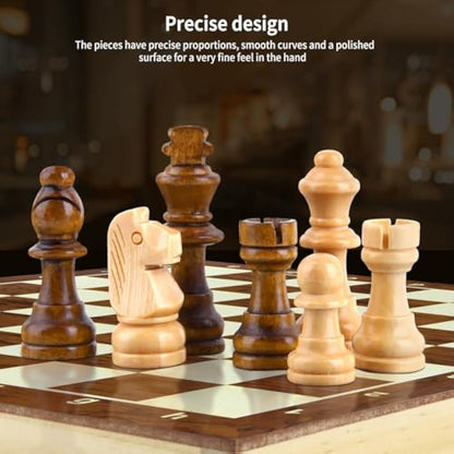 OOCOME Wooden Chess Set for Adults, Portable Chess Board Folding Magnetic Chess Sets Boards Game for Beginners Travel Chess Piece Set with Portable Storage Board