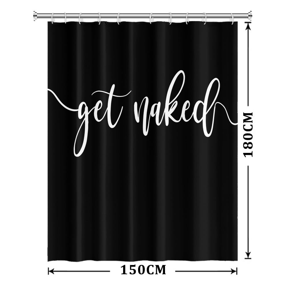 Xiaoterna Get Naked Shower Curtain Black Bathroom Curtain Modern Minimalism Aesthetic White and Black Mould and Mildew Resistant Machine Washable
