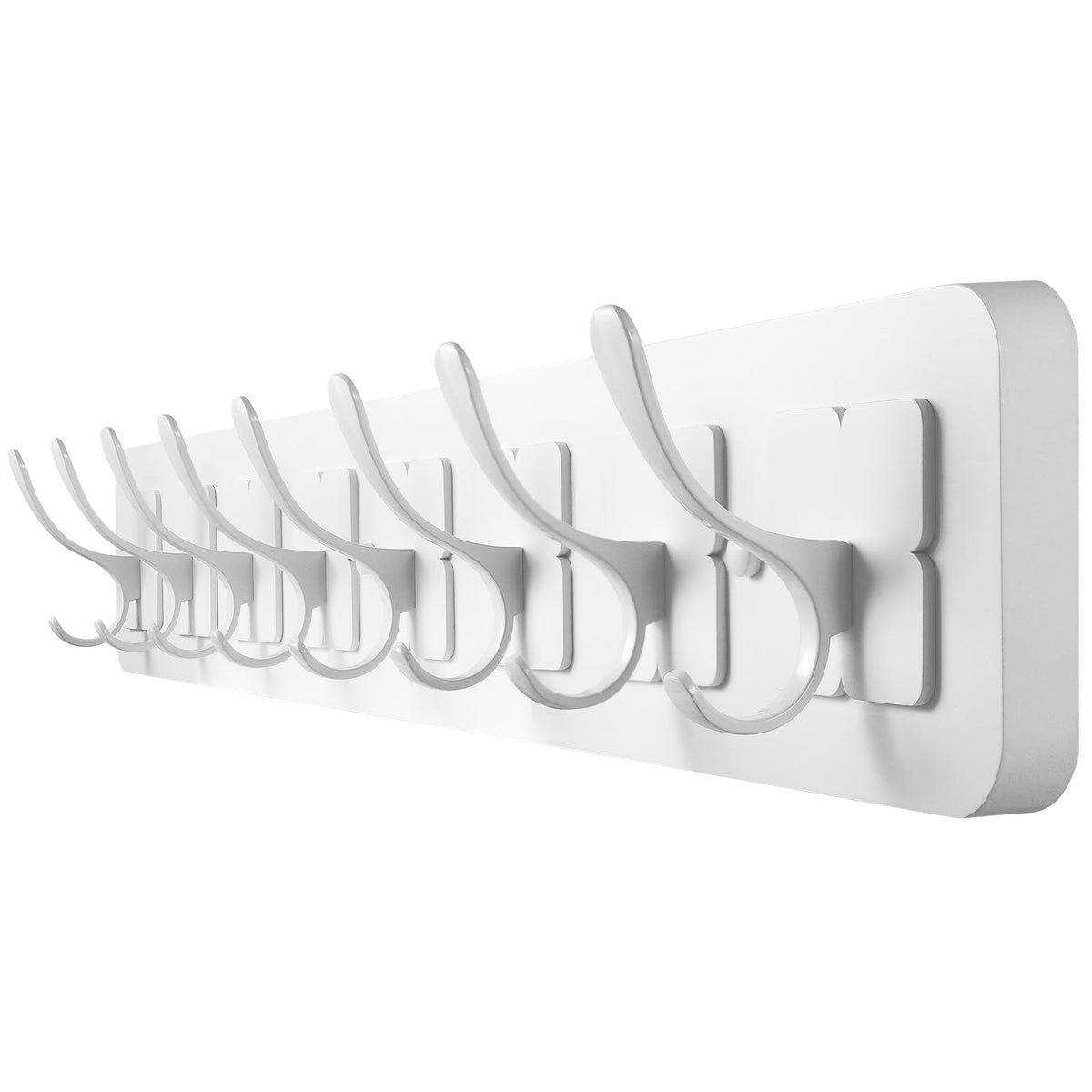 VIEBSOTG Coat Rack Wall Mounted,Wooden Wall Coat Rack with 8 Double Hooks for Hanging Coats,Hats,Jackets White, 8 Double Hooks