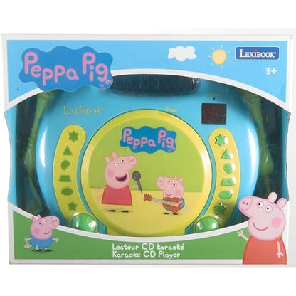 Lexibook, Peppa Pig, Portable CD player with Microphones, Music Player, Repeat and Programming, Karaoke, Headphones jack, Blue/yellow, RCDK100PP